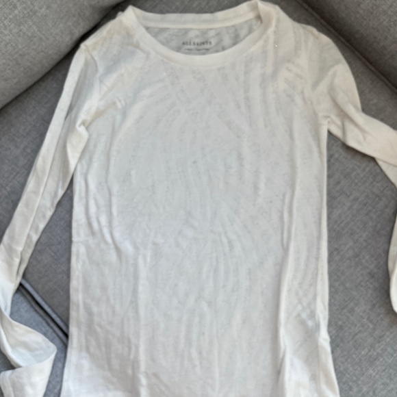 AllSaints Esme Long Sleeve T-Shirt in White size XS - Picture 1 of 2